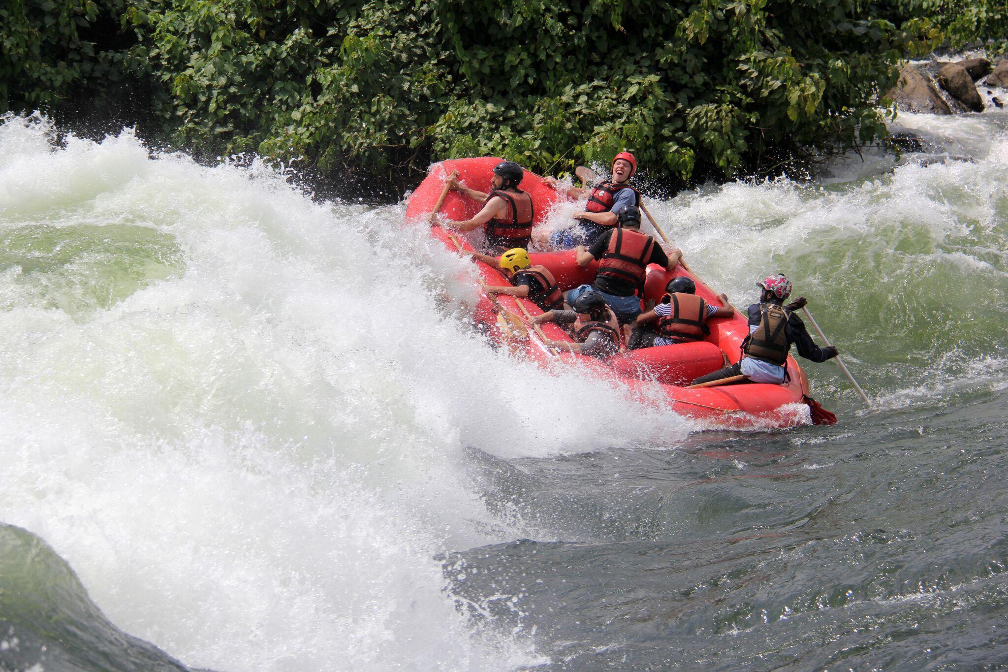 Image of Tourists White Water Rafting at Itanda Falls in Jinja